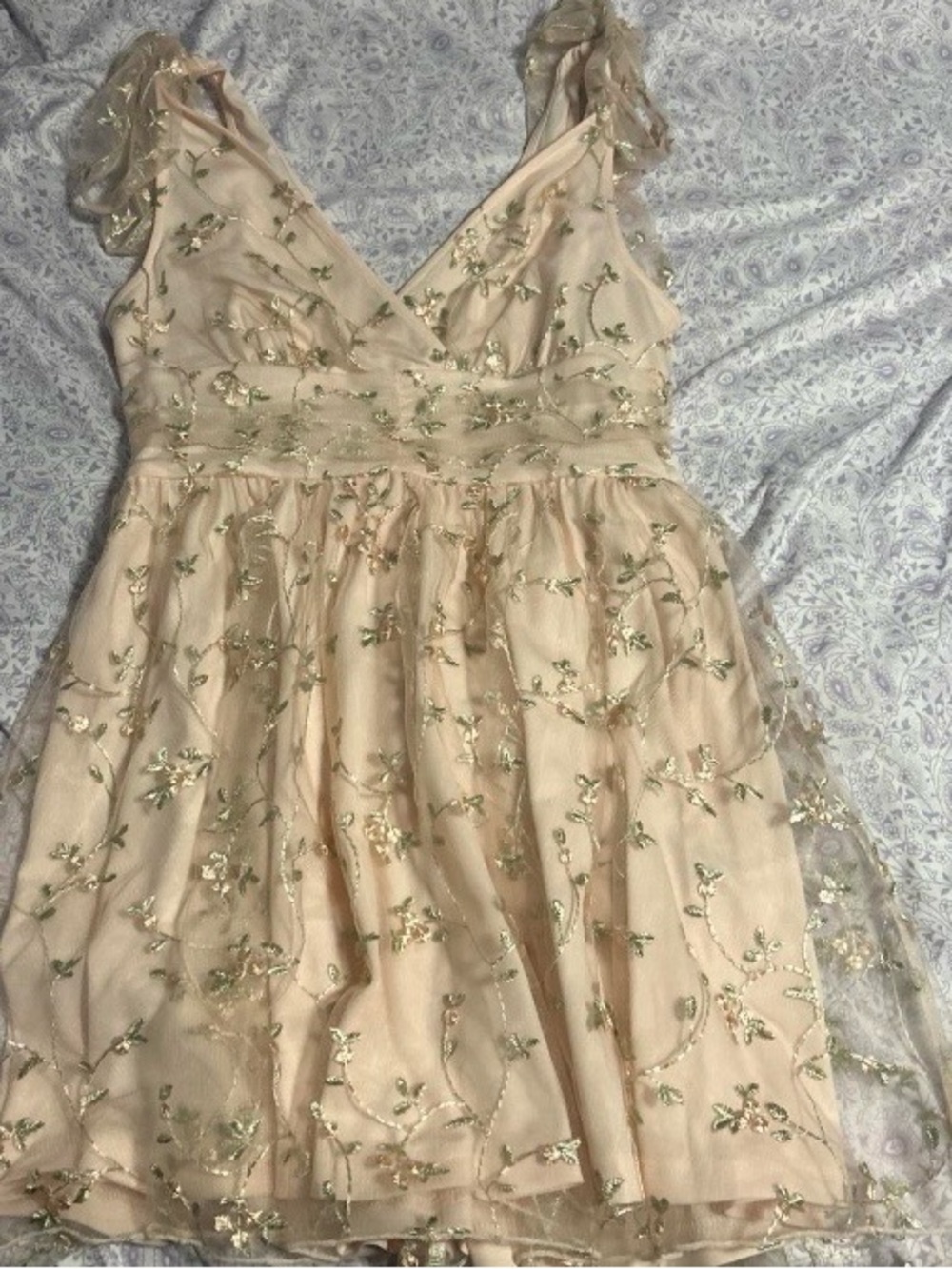 JJs House Blush Pink Embroidered Mini Dress